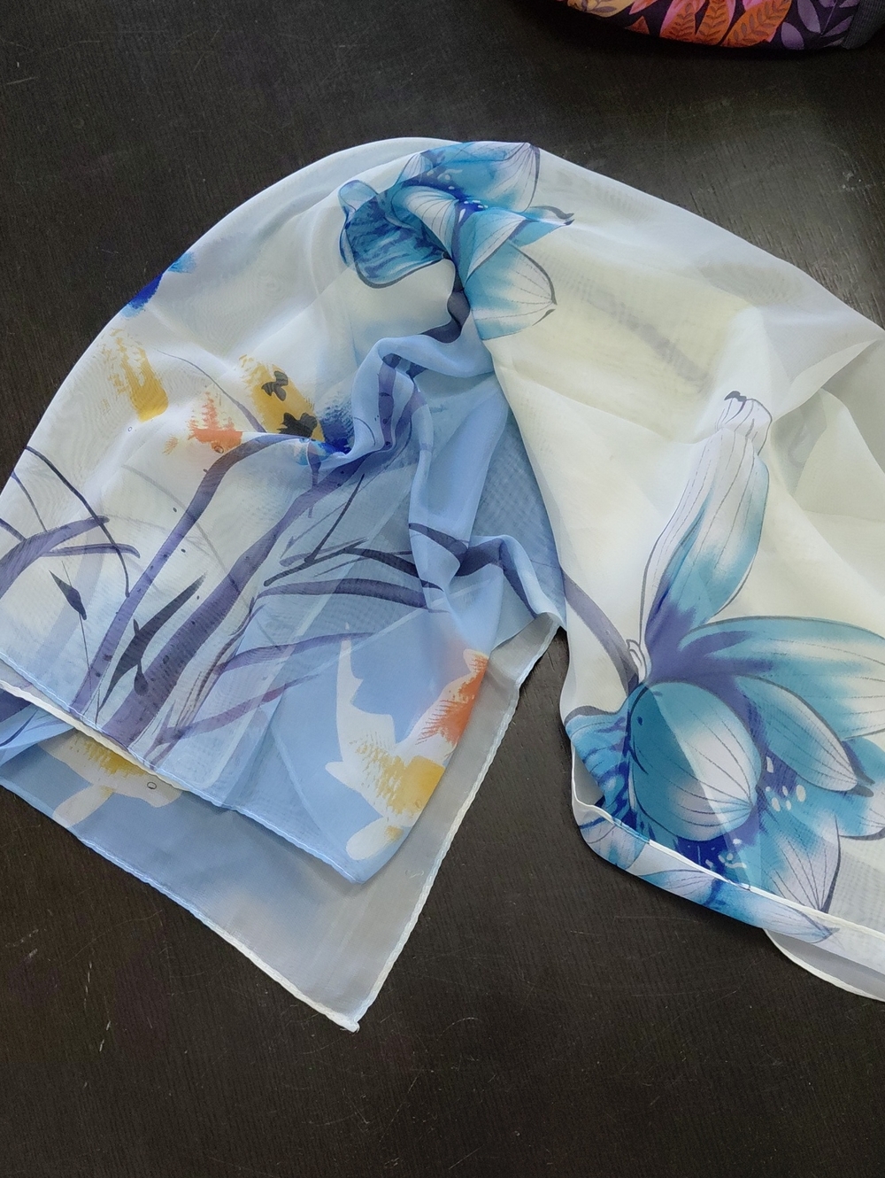 NWOT Light Blue Koi Print Scarf Wrap